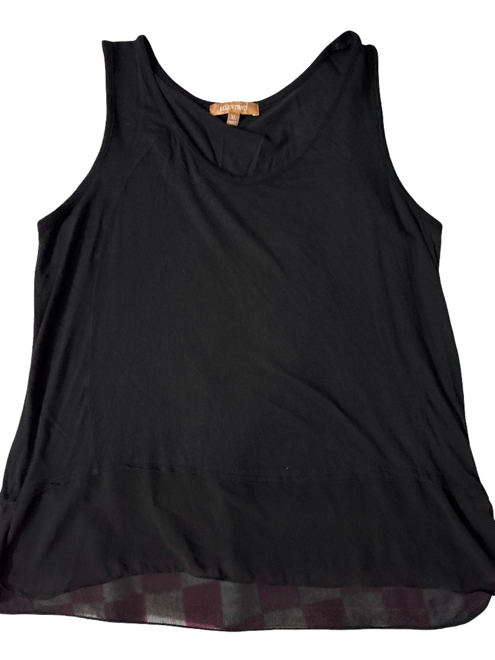 Ellen Tracy Black Sleeveless Layered Tank